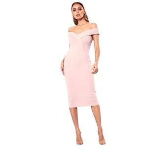 Misguided Bardot Off the Shoulder Midi Dress Lilac Lavender Dress Size 6 NWT